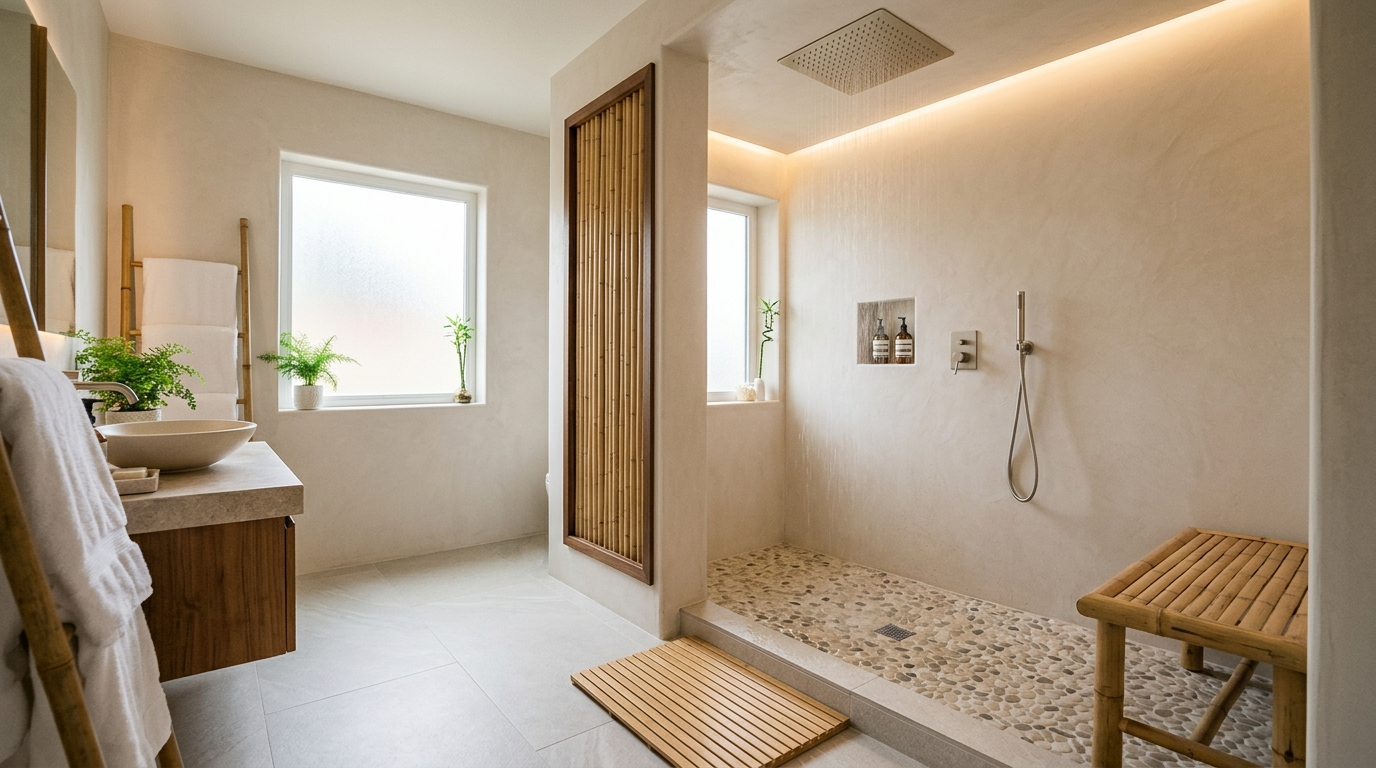 Consider a curbless entry for a seamless look